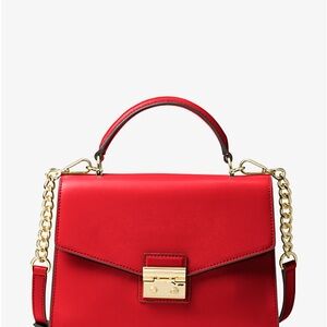 Michael Kors Red Crossbody Bag with Gold Chain